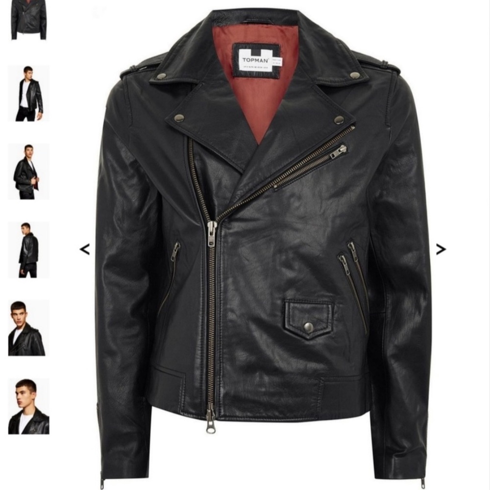 TopMan Leather Biker Jacket
